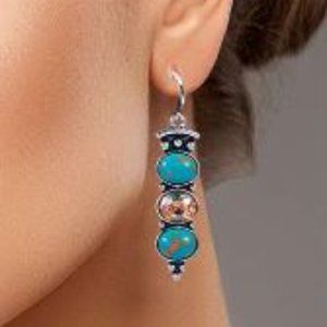 #54 Boho Turquoise and Crystal Drop Earrings